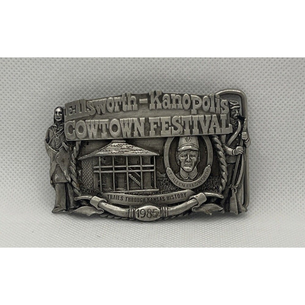 Vintage Cowtown Festival Ellsworth Kansas KS Belt Buckle